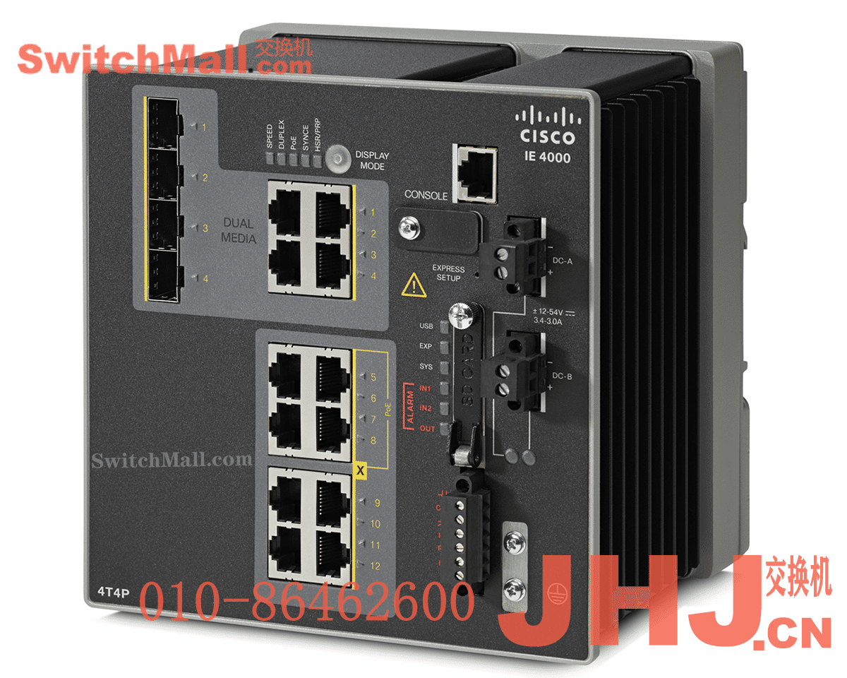 IE-4000-4T4P4G-E= | 思科工业交换机IE4000系列| Cisco IE-4000-4T4P4G-E | 4个FE百兆电口4个FE百兆POE+电口和4个千兆光电复用口上行 | IE4000 switch with 4 FE Copper, 4 FE PoE+ and 4 GE combo uplink ports